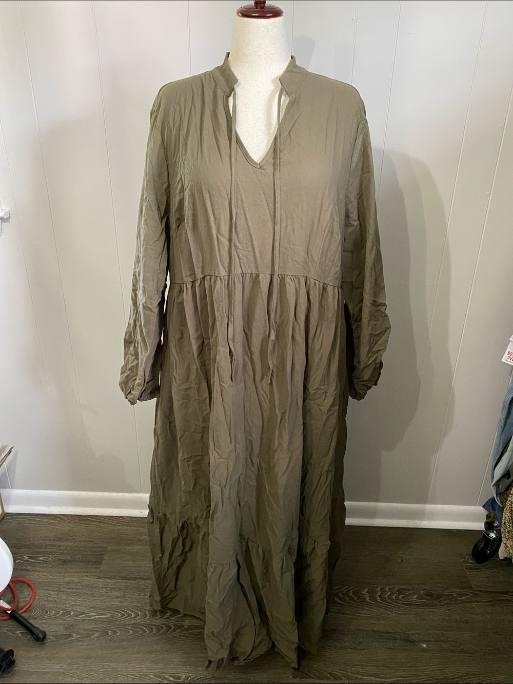 SHEIN Olive Green Long Maxi Dress